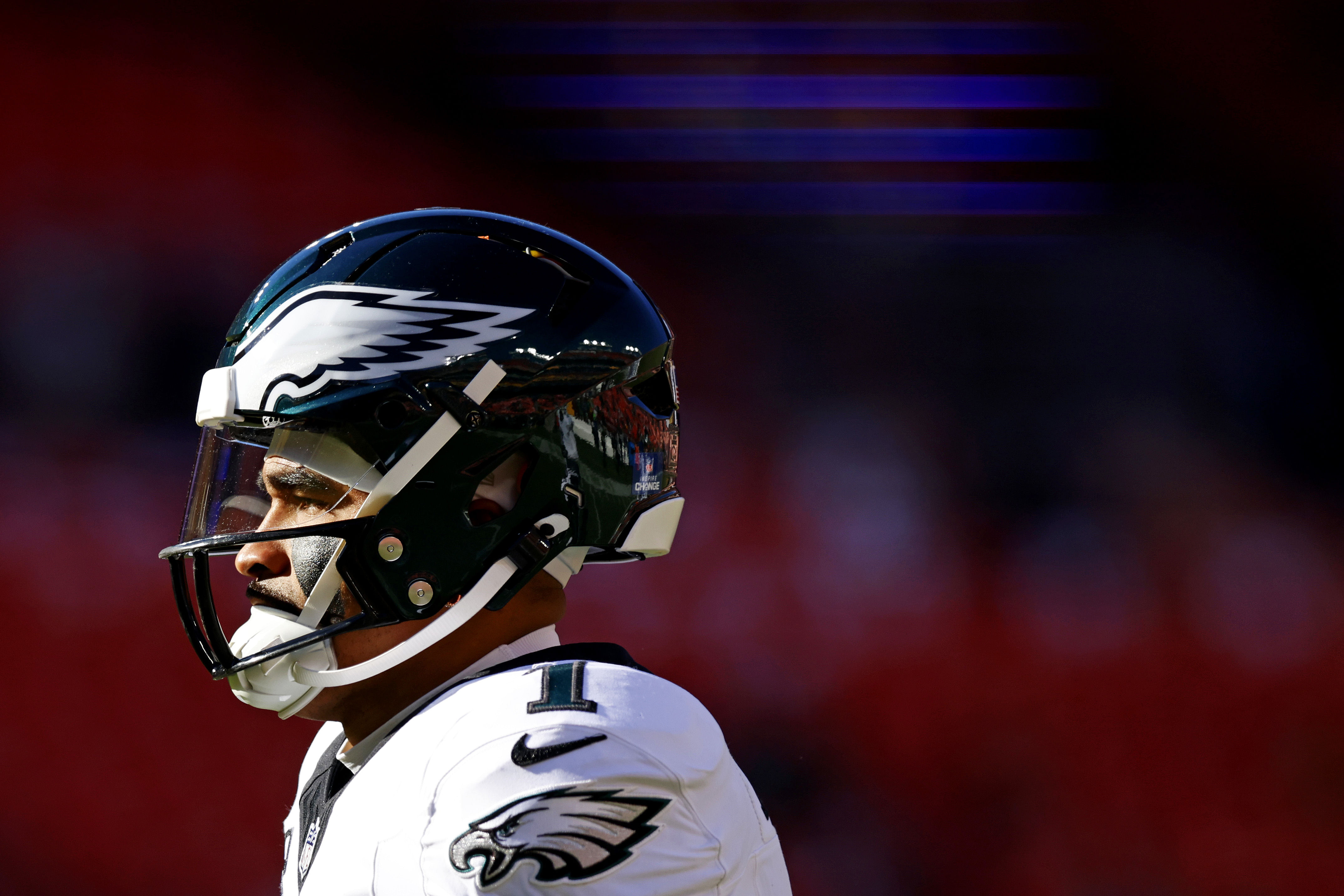 Philadelphia Eagles's quarterback Jalen Hurts injured himself during the 33-36 loss at the Washington Commanders. (Credits: IMAGN)